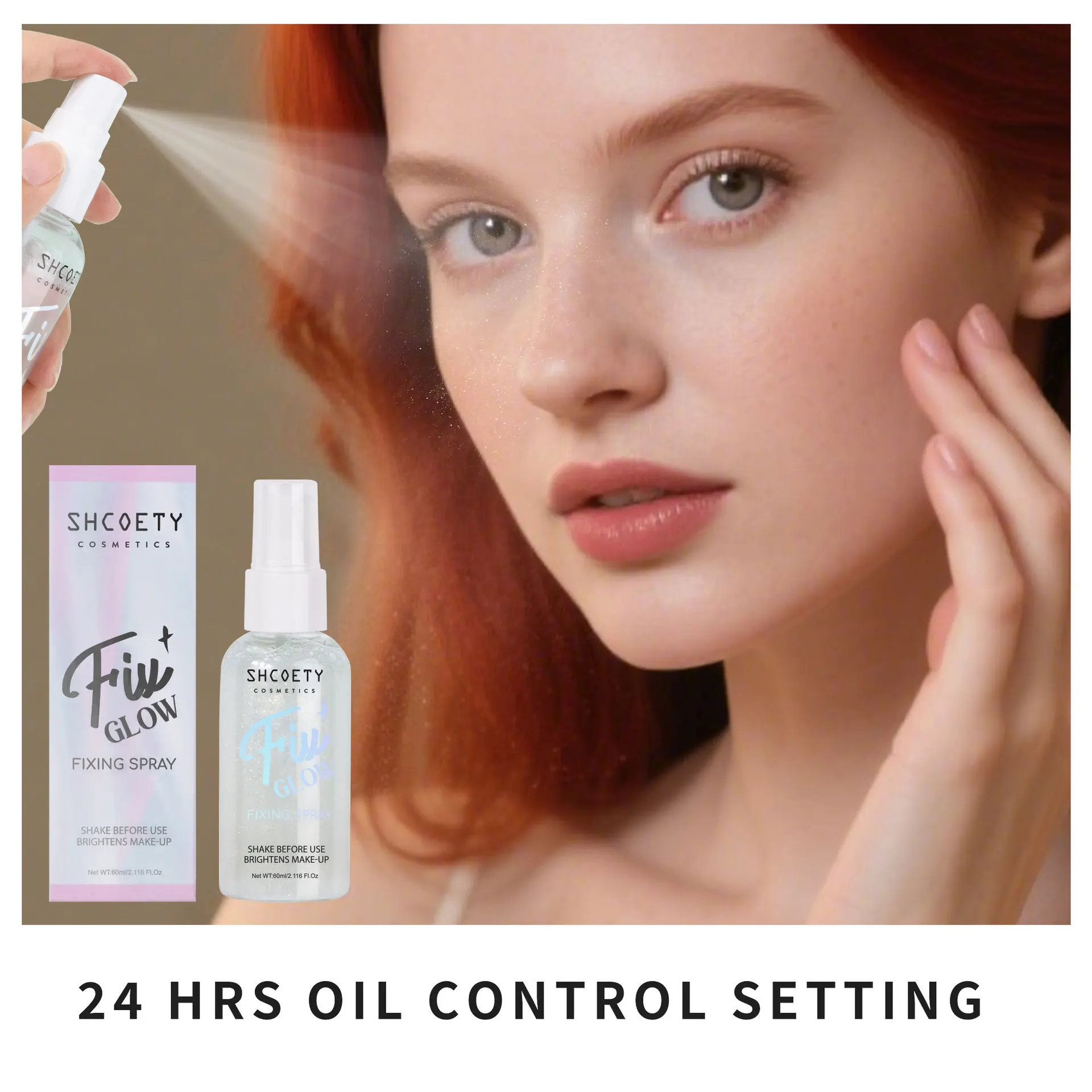 クイックサンドメイクアップセッティングスプレー、オイルコントロール保湿、18時間持続するトナーセットメイク、パールのような輝きを放つグリッター