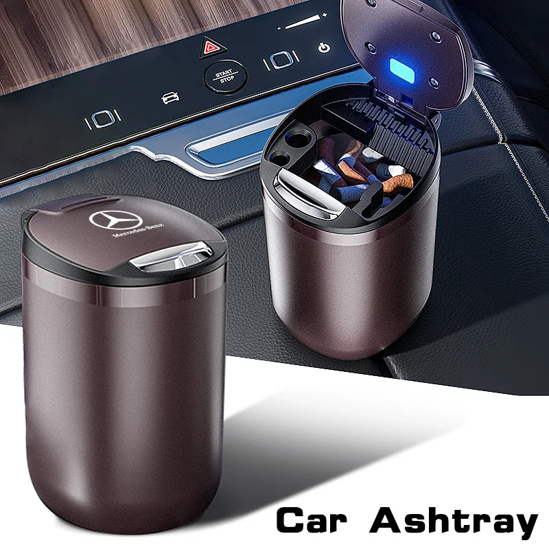 1PC Portable LED Smoke Car Ashtray Cigarette Ash Holds Cup For Mercedes Benz A C E S G Class GLC CLE CLA W222 X167 GLB GLS W177