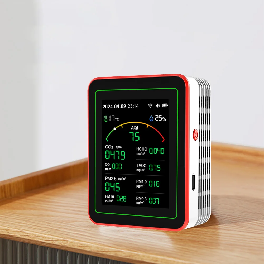 

WiFi 15 in 1 Indoor Air Quality Monitor TFT Display Portable AQI PM0.3 PM1.0 PM2.5 PM10 Tester APP Control Multifunctional Clock