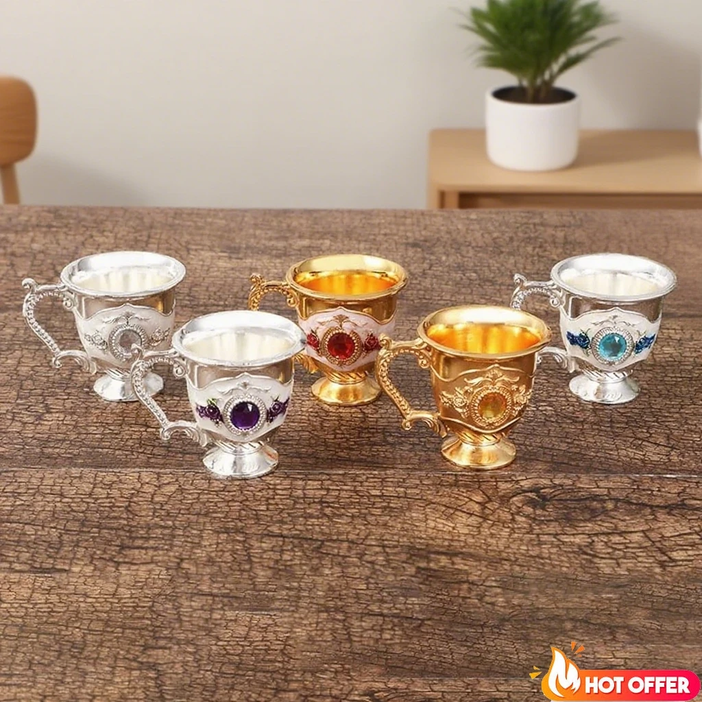 

Fashion Europe and The United States Style Creative Home Metal White Wine Cup Alloy Pattern Gems Decorated Classical Wine Sets