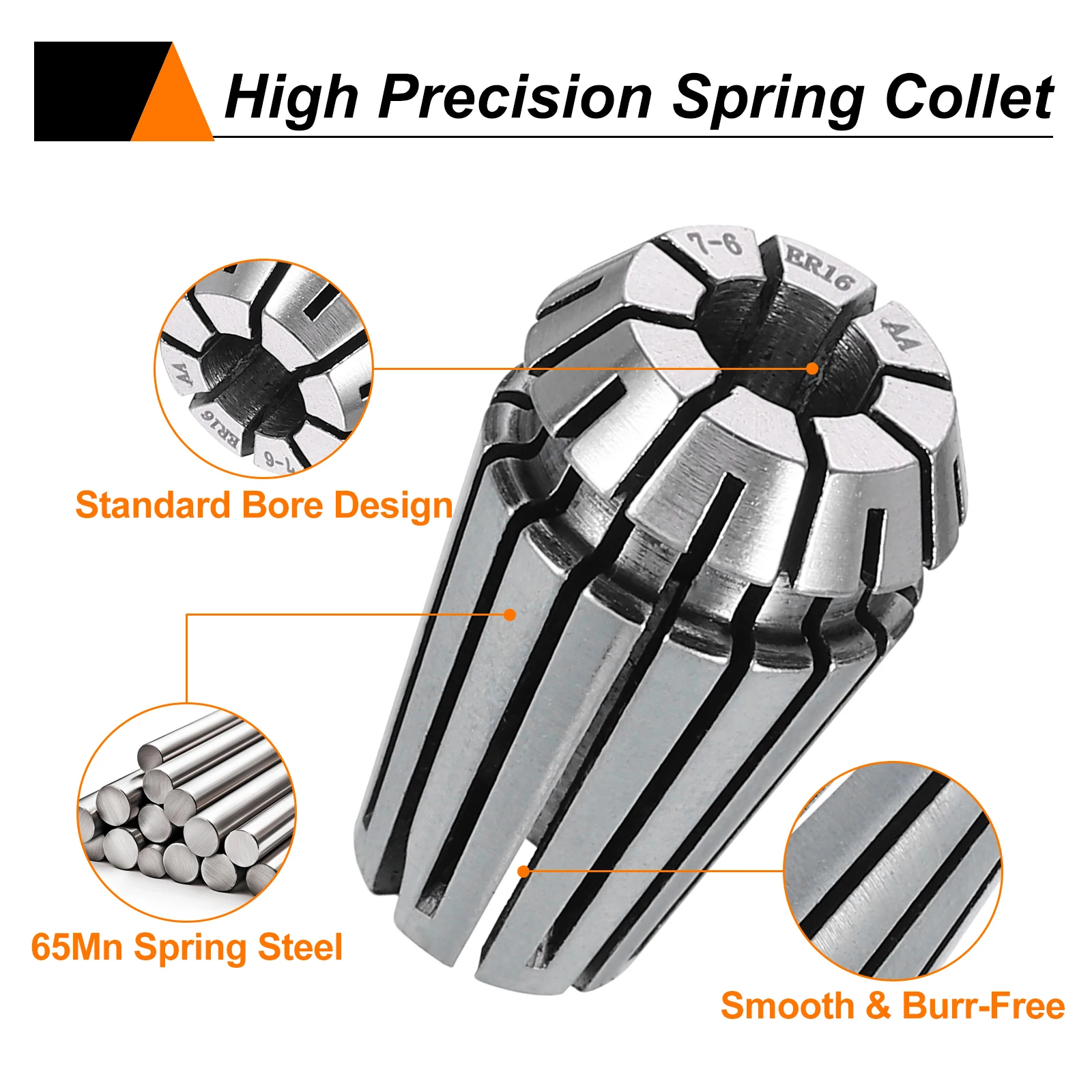ER8 ER11 ER16 Spring Collet Chuck 1mm-12mm 65Mn Spring Steel Precision Router Collets for CNC Engraving Milling Lathe Tool