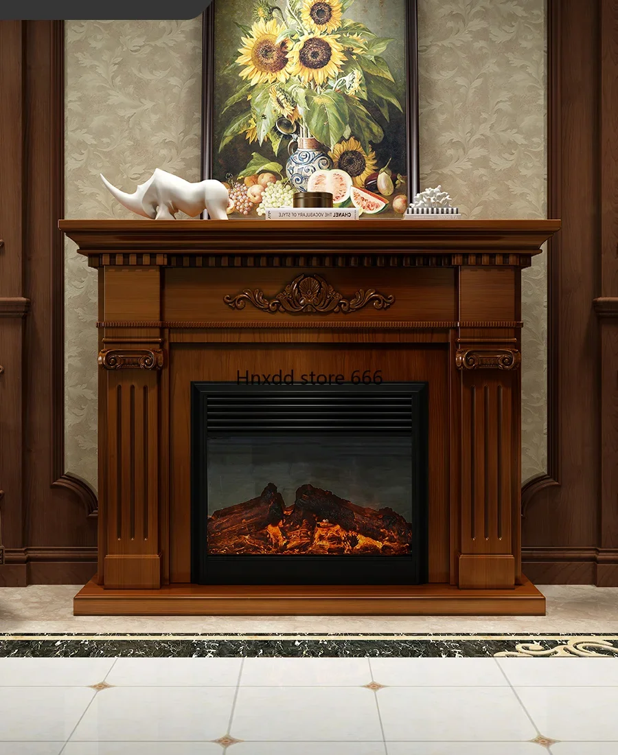 European living room solid wood fireplace decorative cabinet TV cabinet