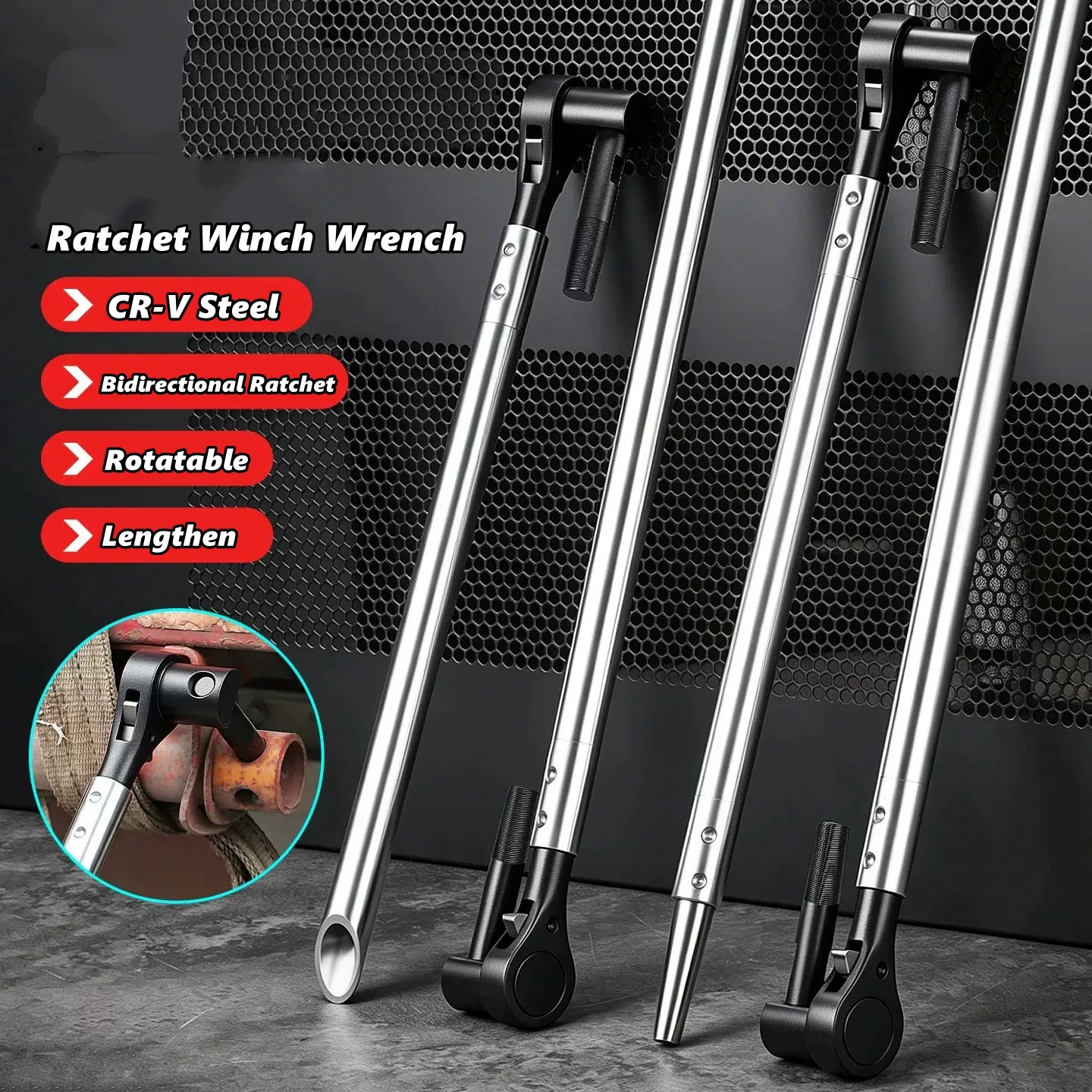 Multifunctional Truck Ratchet Winch Bar Tensioner Wrench Universal Cargo Rope Tightener Long Handle Lashing Strap Tensioner Tool