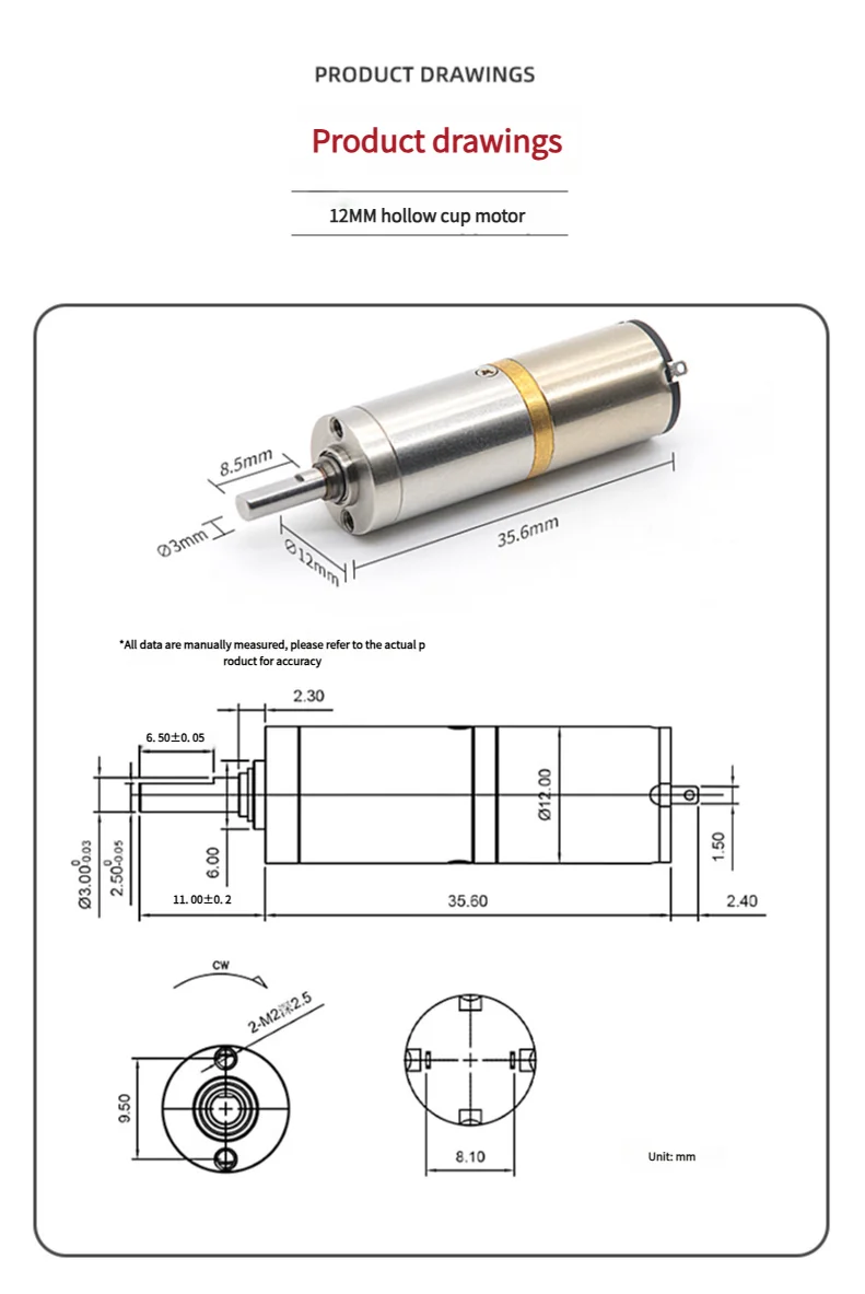 Silnik planetarny redukcyjny 12V Faradyi 2025, niestandardowy, niskiej ceny, mini, z pustym kielichem 12 mm, do polerowania paznokci.