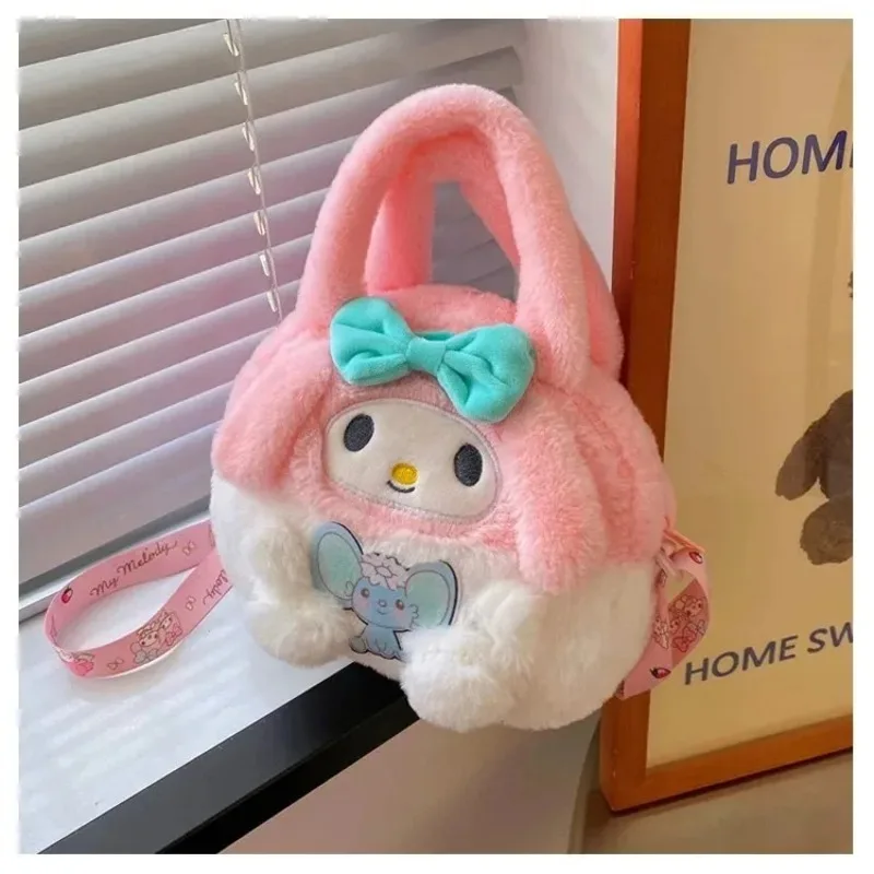 

Милый плюшевый рюкзак Sanrio с персонажами Куроми, Мелоди, Синаморолл, плюшевая сумка через плечо, сумочка для девочек, милый подарок для детей