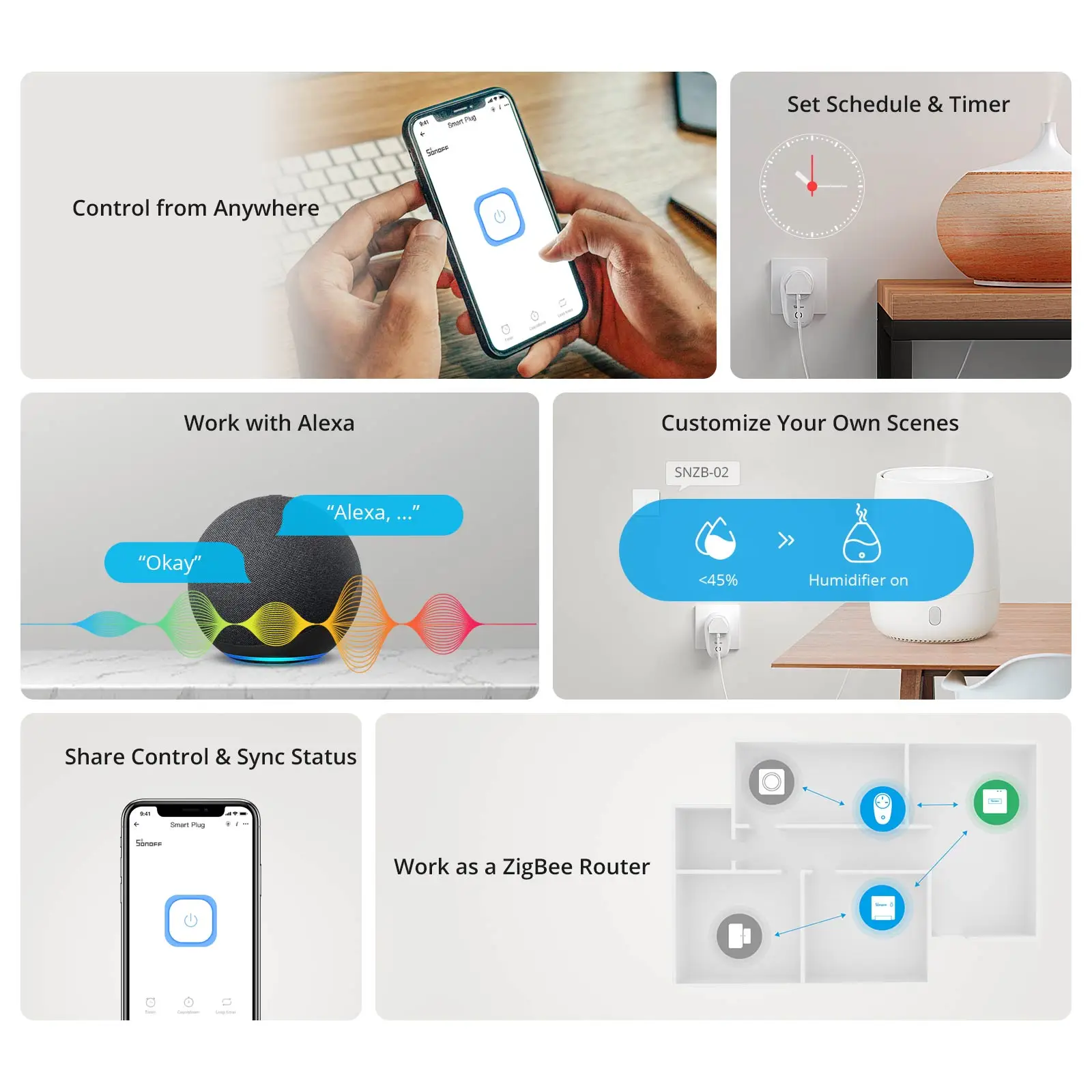 SONOFF S26R2ZB ZigBee Socket Plugs Smart Home Plug 16A DE/ FR Voice Remote Control Switch supports  Alexa  Google ZBDongle-P