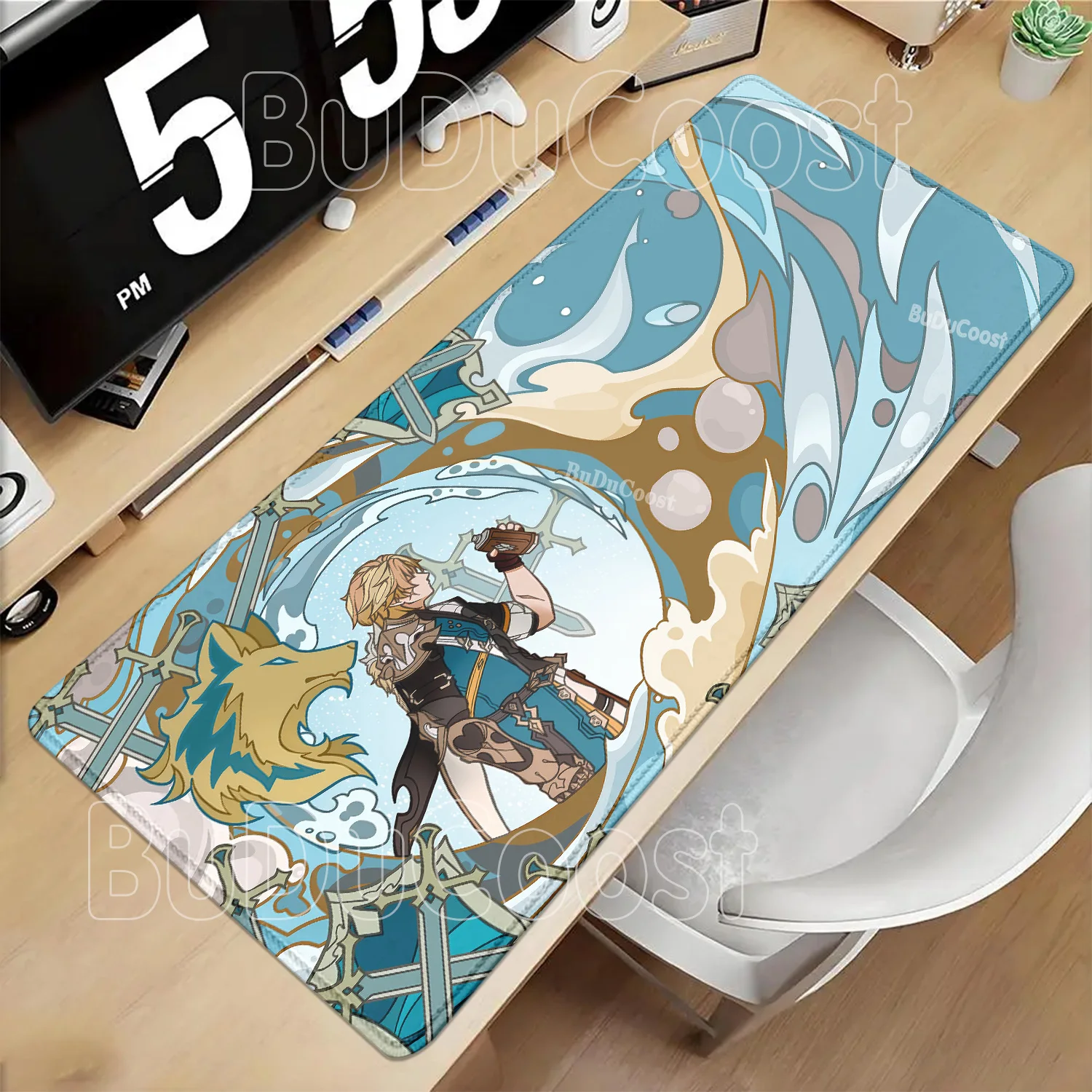 Anime Game Furina Raiden Shogun‌ Varka XXL Large Genshin Impact Mouse Pad Non-slip Base Keyboard Desk Mat HD Printing Mousepad