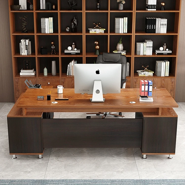 Lshaped Long Office Desk Design Multifunctional Large Luxury Office Desk Aesthetic Shelves Modern Mesa Ordenador Salon Furniture