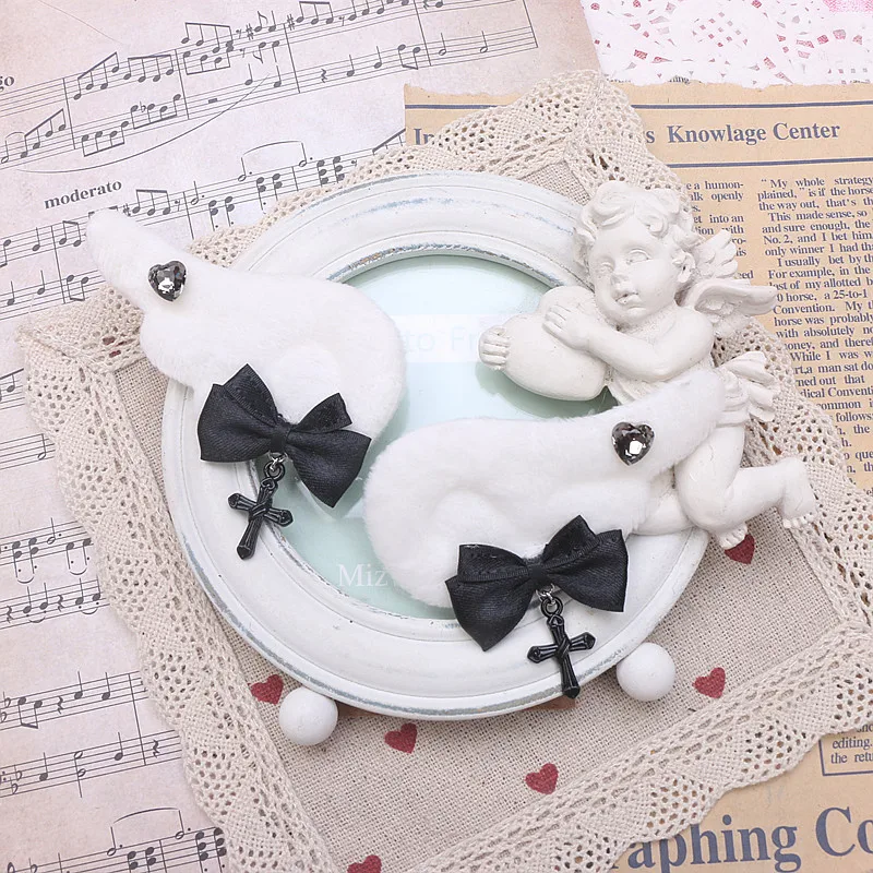 1 пара аксессуаров для волос Y2K для девочек, подвеска в виде креста, бант, декор, заколки для волос, черно-белые милые крутые заколки в форме сердца, заколки для волос со стразами