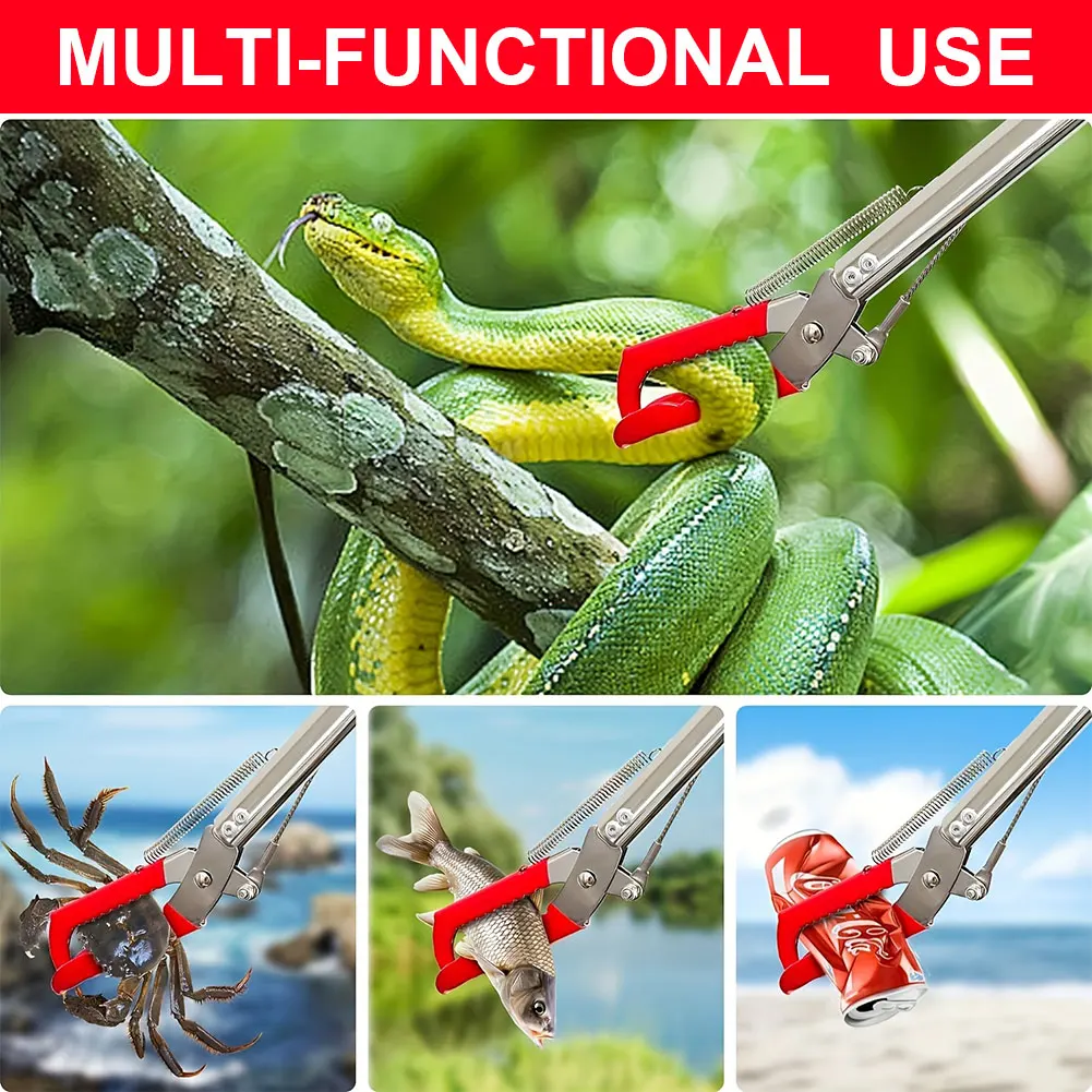 1.5M Opvouwbare Slangentang Slanghaaktang Brede Kaak Roestvrijstalen Pick Up Tool Vuilnisclip Om Modderkruiper Krab Vuilnisclip te vangen