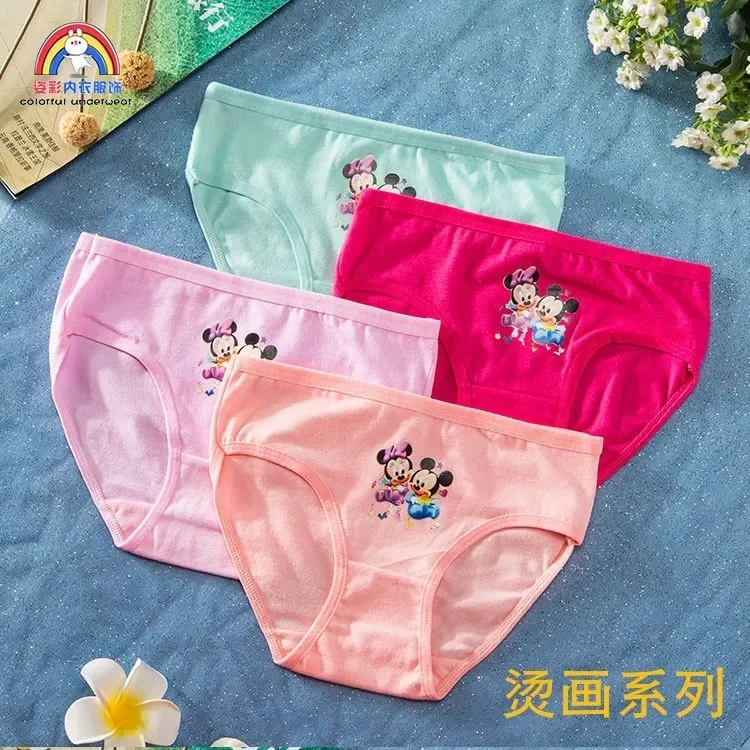 4pcs Disney Minnie Girls Panties Color New Girl Triangle Underwear Cartoon Children Knickers Underpants Kids Boxers Brief