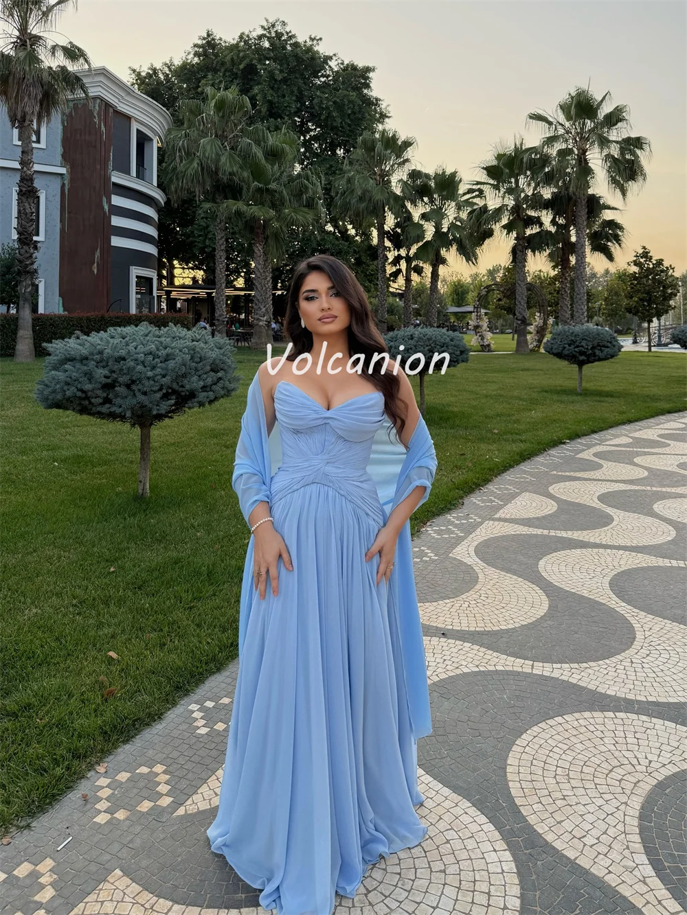 Customized Chinese Style High Quality Chiffon Ruched Draped Straight Straight Long Dresses Bespoke Occasion Dresses Modern Style
