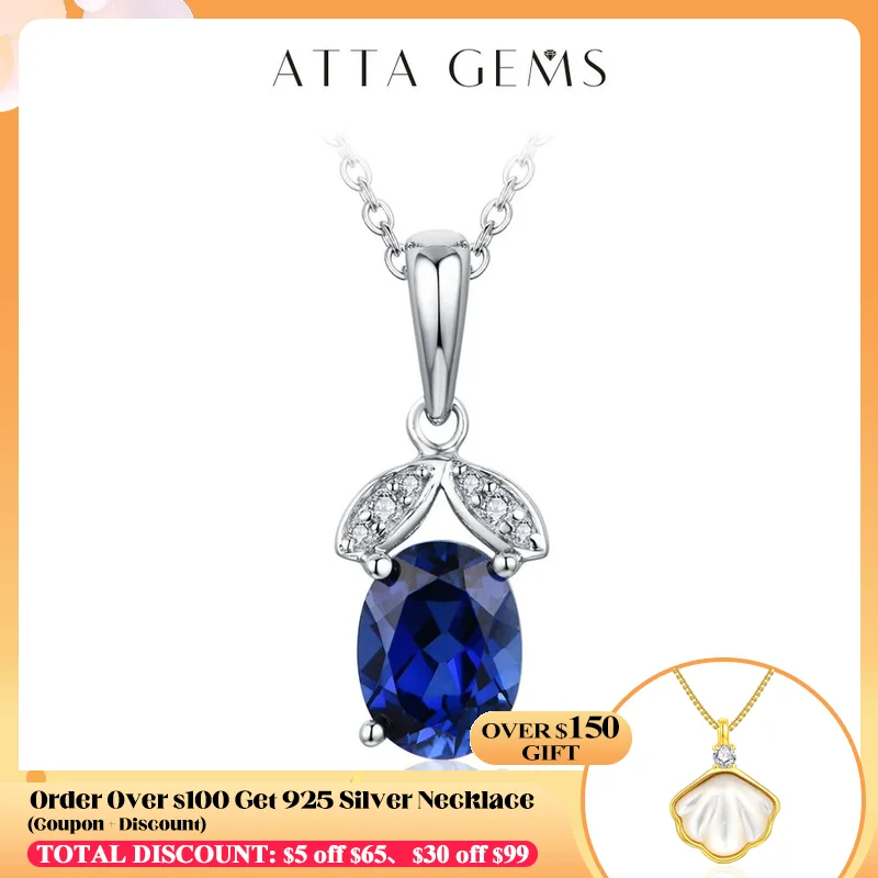 ATTAGEMS 2024 New Oval Cut 8*6mm Blue Sapphire 925 Sterling Silver Necklace for Women Diamond Wedding Anniversary Luxury Jewelry