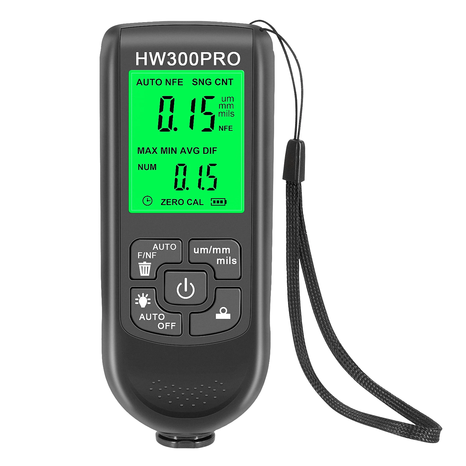 Diktemeter Voor Auto Digitale Backlight LCD Meter Auto Dikte Verf Coating Meter Metalen Meetinstrument 0-2000um HW-300PRO