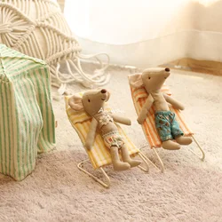Handmade Mouse Doll Mini Stuffed Family House Plush Animals Little Mice Stroller Doll Baby Cloth Toys Kid Chritmas New Year Gift