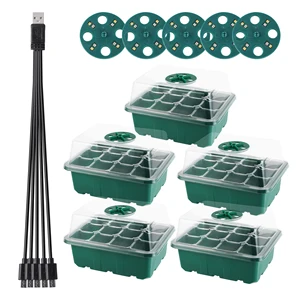 Baki Starter Benih dengan Grow Light, Kit Starter Pembibitan dengan Penutup Kubah Kelembaban, Baki Perkecambahan Tanaman Berkebun Dalam Ruangan 12 kubah kelembaban penjualan terbaik - №