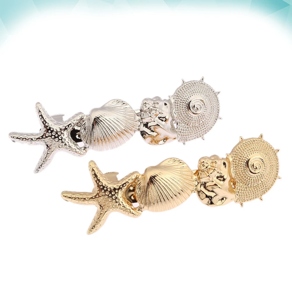 2 قطعة مقاطع الشعر شل الذهبي النساء المشابك إكسسوارات فتيات ملابس يومية أنيقة هدايا عيد الميلاد دبابيس الشعر #6