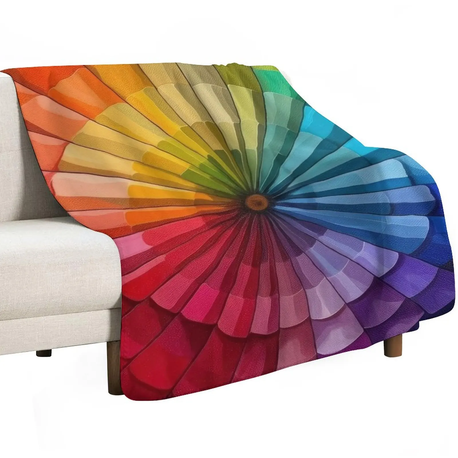 Coloring Wheel Painting Throw Blanket warm for winter Bed linens Soft Nap Winter beds Furry Blankets