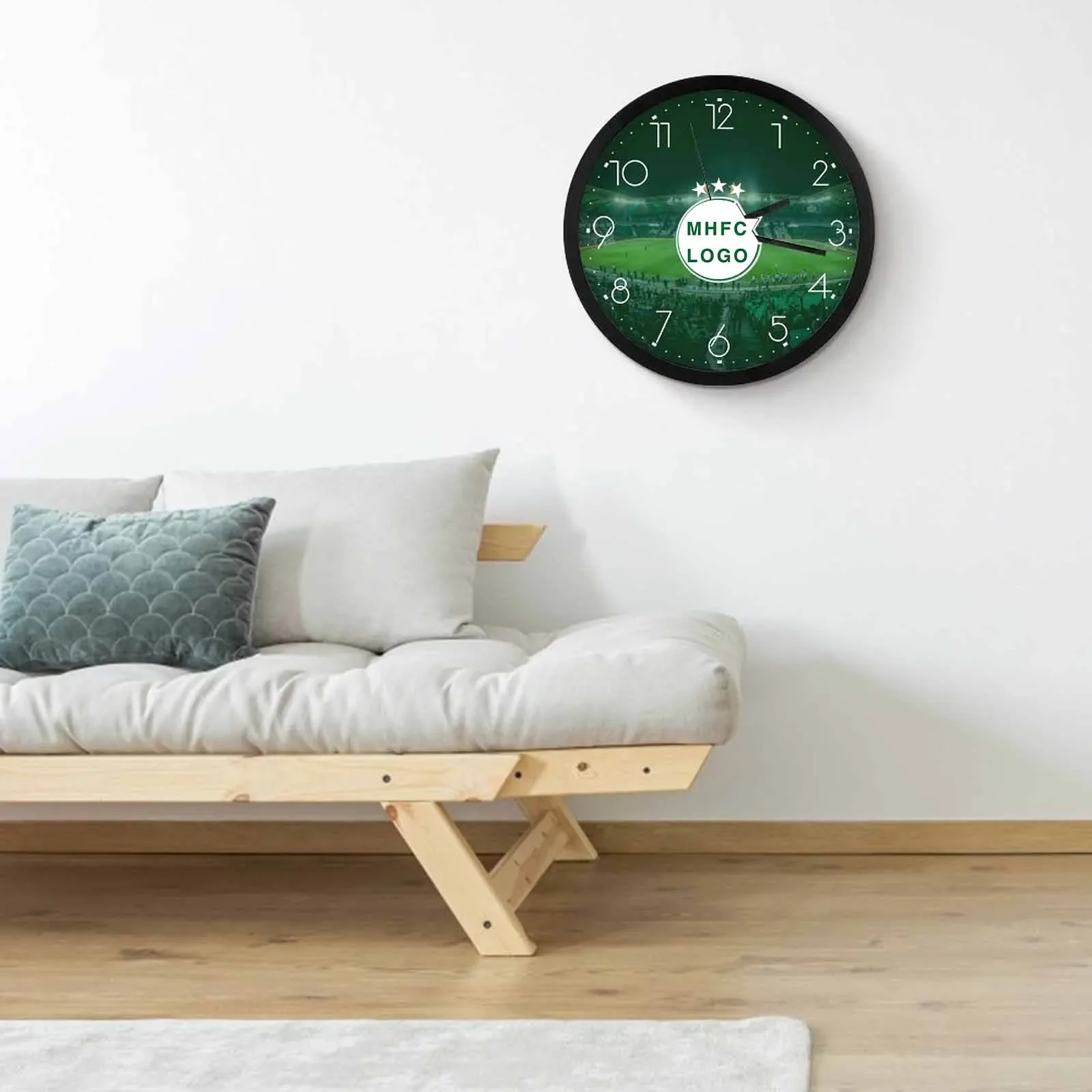 Israel Maccabi Haifa F.C Reloj de pared de tres estrellas, decoración redonda con logotipo MHFC, silencioso, grande, sala de estar decorativo para, dormitorio y oficina