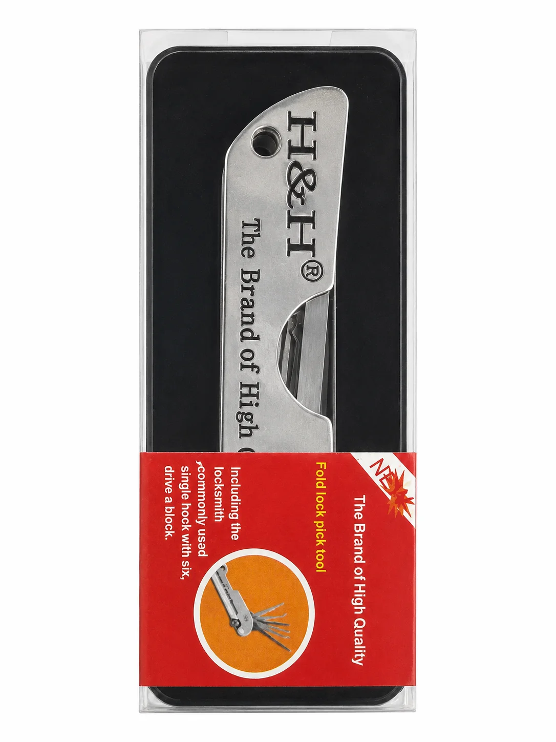 Portable Folding Lock Pick Set, Heavy Duty Metal Multi Tool Kit for Locksmiths, Home Emergency Entry, Skill Practice
