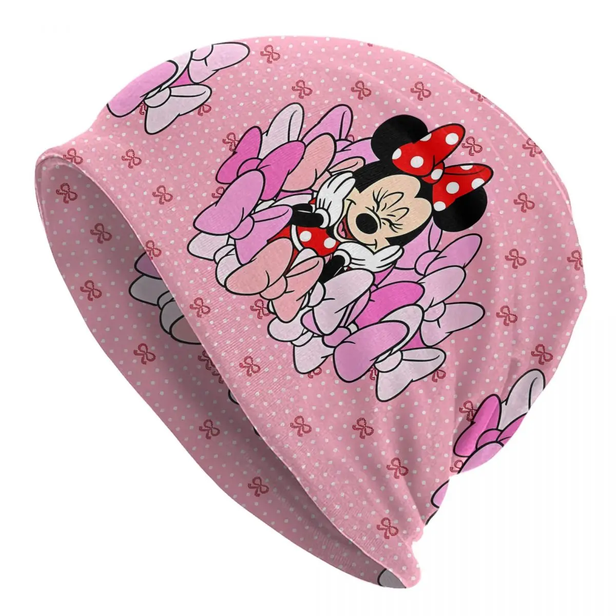 

Cute Pink Minnie Mouse Skullies Beanies Hats Cartoon Spring Unisex Outdoor Cap Warm Dual-use Bonnet Hats