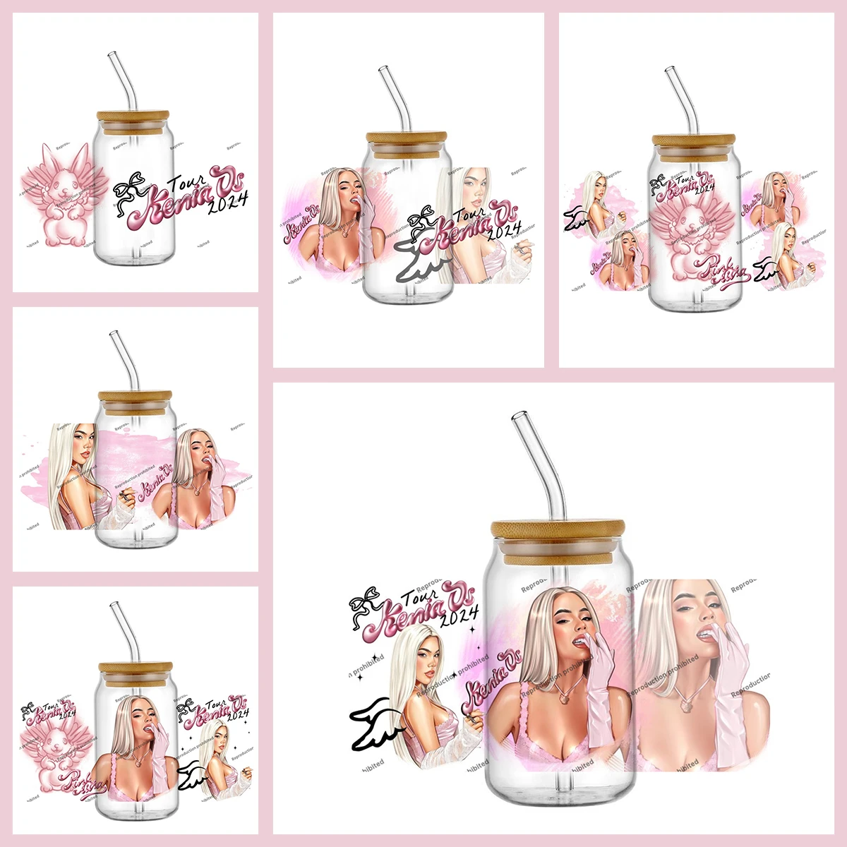 

Latin Popular Women Singer UV DTF Cup Wrap Stickers for Tumbler Mugs Mexico Star Printin 3D Pattern Vinyl Decal for Home Decos