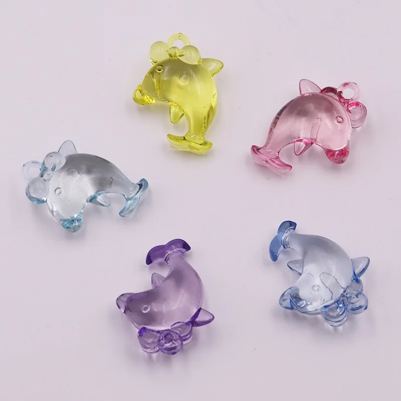 Camal 10PCS 37mm Colorful Acrylic Cartoon Dolphin Pendants Pirate Treasure Archaeological Excavation Toys Party Favors For Kids