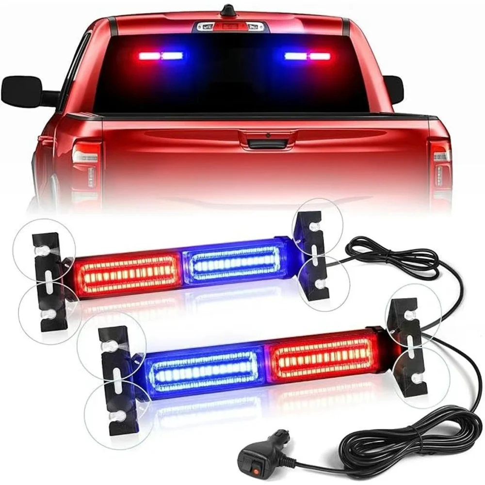 2-in-1 12V 24V LED Strobe Lights For Emergency Flash Warning Lamp Windshield Bar Red Blue Amber White Green Car Light Assembly