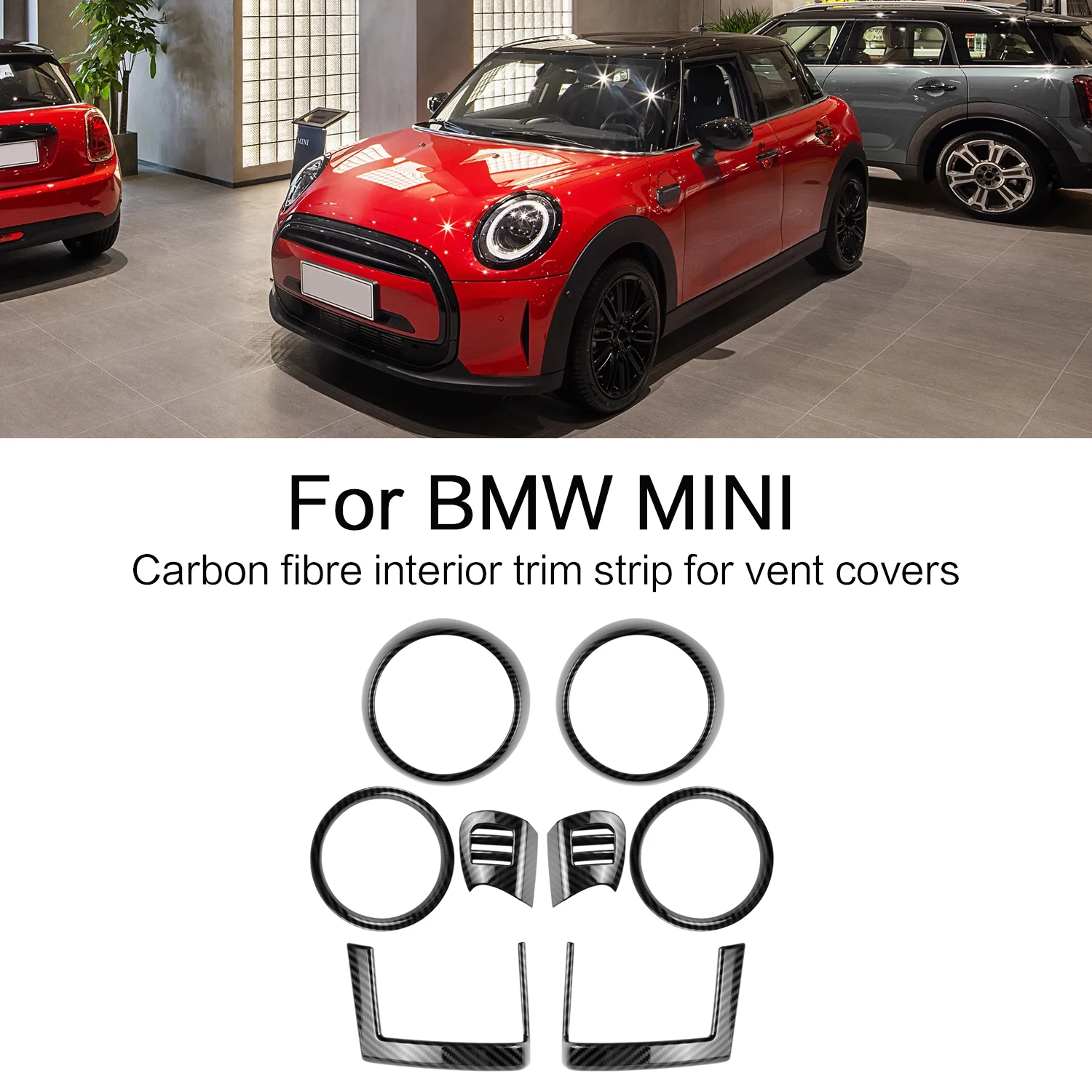 

Для BMW MINI Cooper F55 F56 F57 8 шт. Крышка вентиляционного отверстия из углеродного волокна внутренние молдинги Автомобильная розетка для воздуха