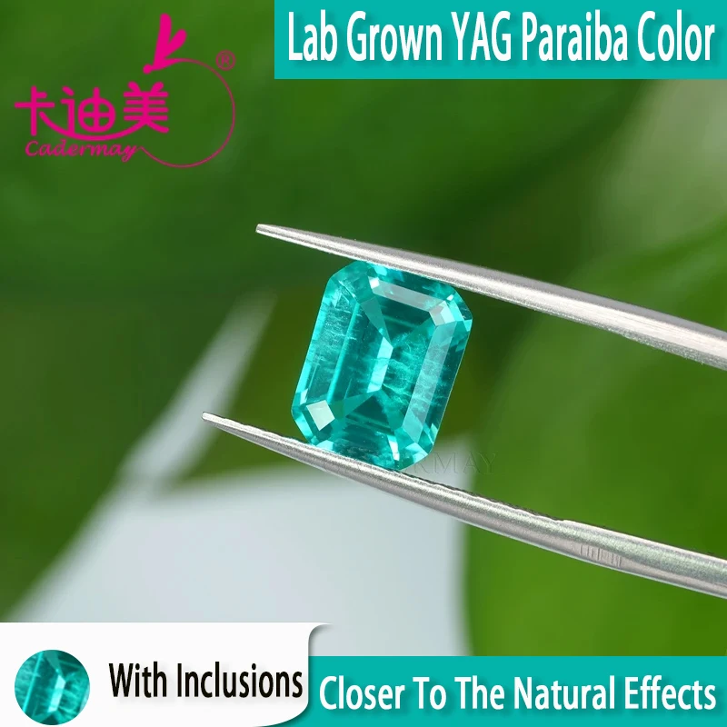 

Emerald Cut Lab Grown Paraiba Yttrium Aluminum Garnet With Inclusions Loose Stone YAG Gemstone For Fine Jewelry Making DIY