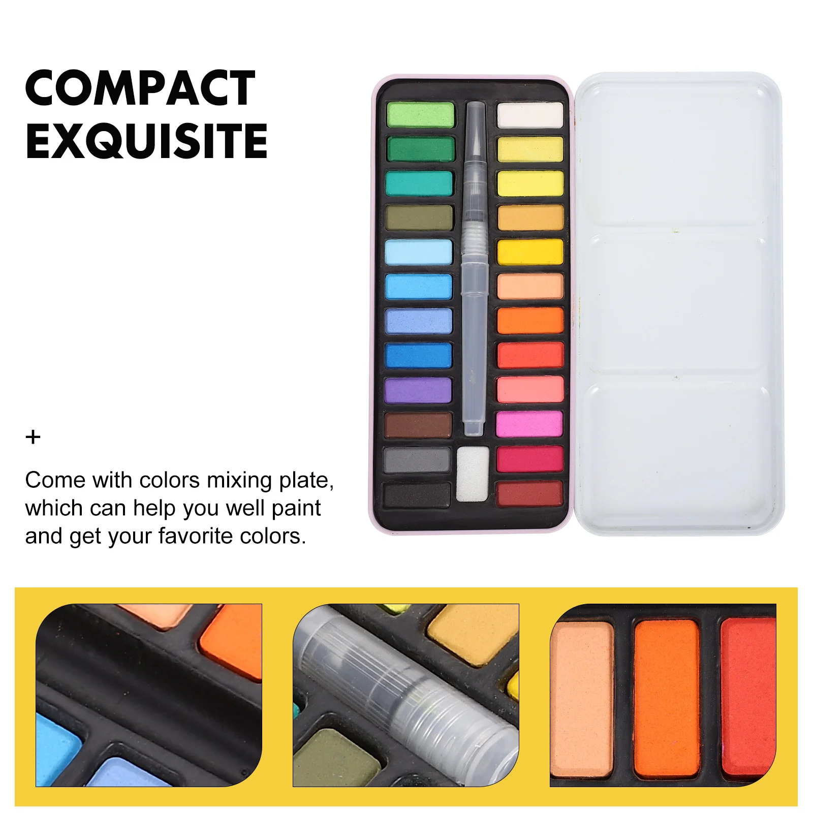 1Set Professional Watercolor Set Portable Multi-Function Travel Paint Kit with Mixing Plate for Artists and Students