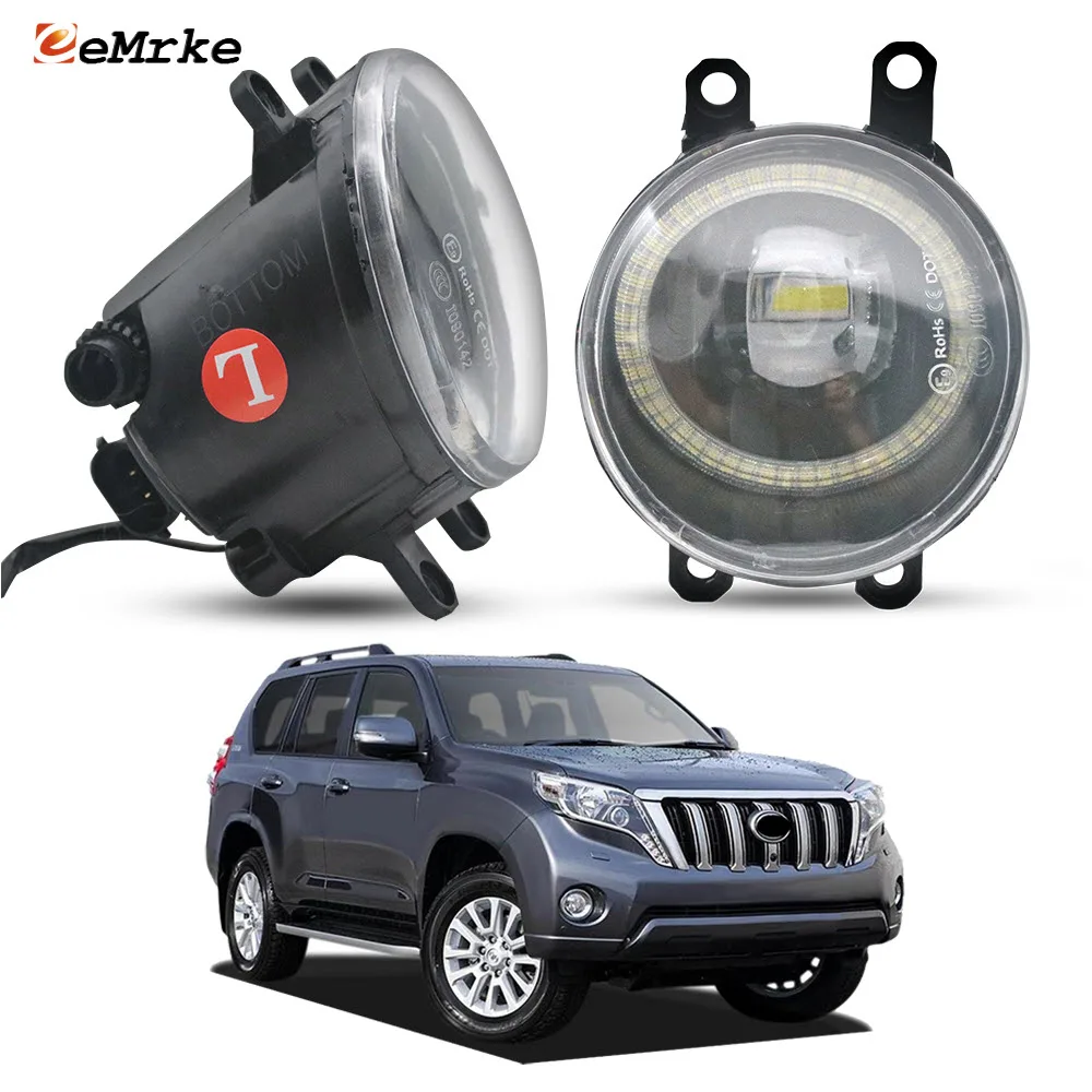 

Светодиодные противотуманные фары с PTF-объективом для Toyota Land Cruiser Prado J150 2015 2016 2017, индикатор ширины габарита «ангельские глазки», дневной свет