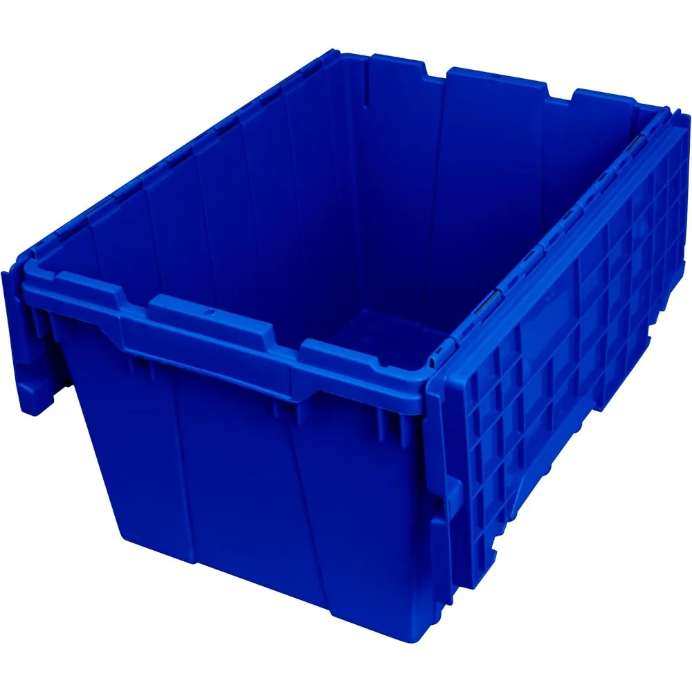 

Akro-Mils Industrial Plastic Storage Bin with Hinged Lid, 21x15x12 Inches, Blue, Pack of 6