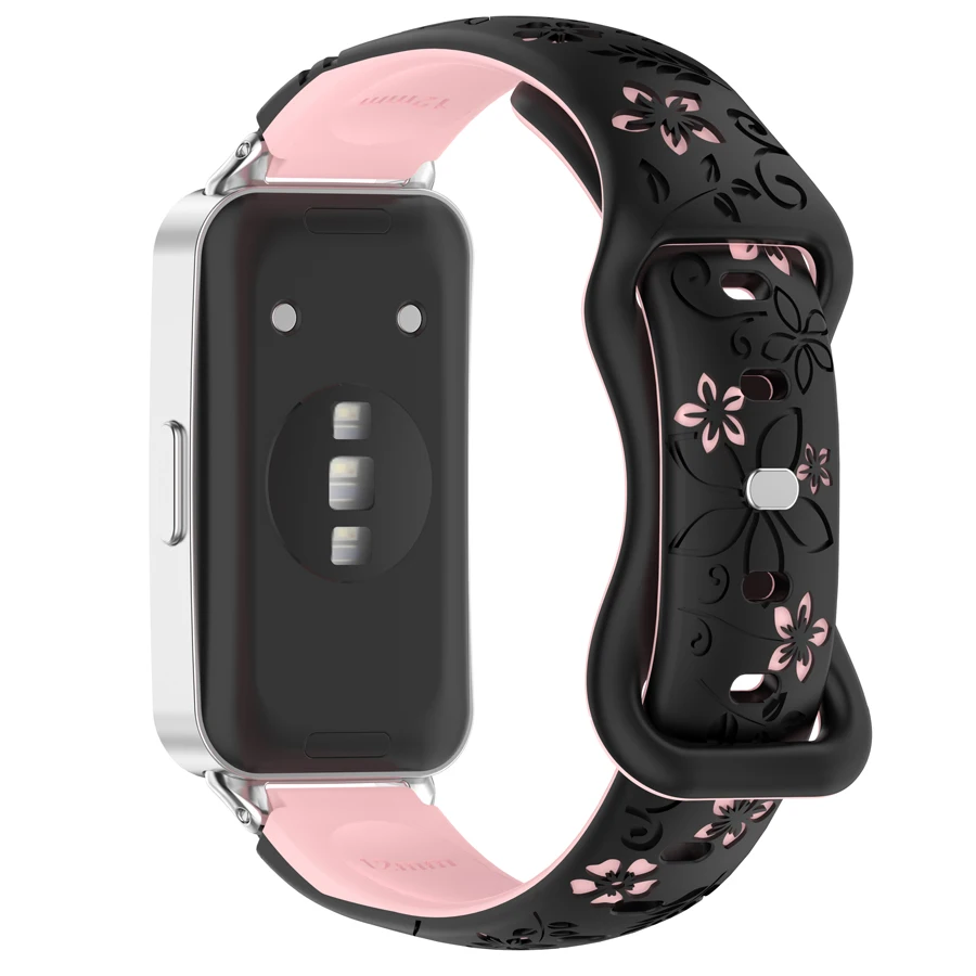 Siliconen Bandjes Voor Huawei Band 11 11Pro Smartwatch Accessoires Gegraveerde Bloemen Sport Armband Correa Voor Huawei Band 11 Pro