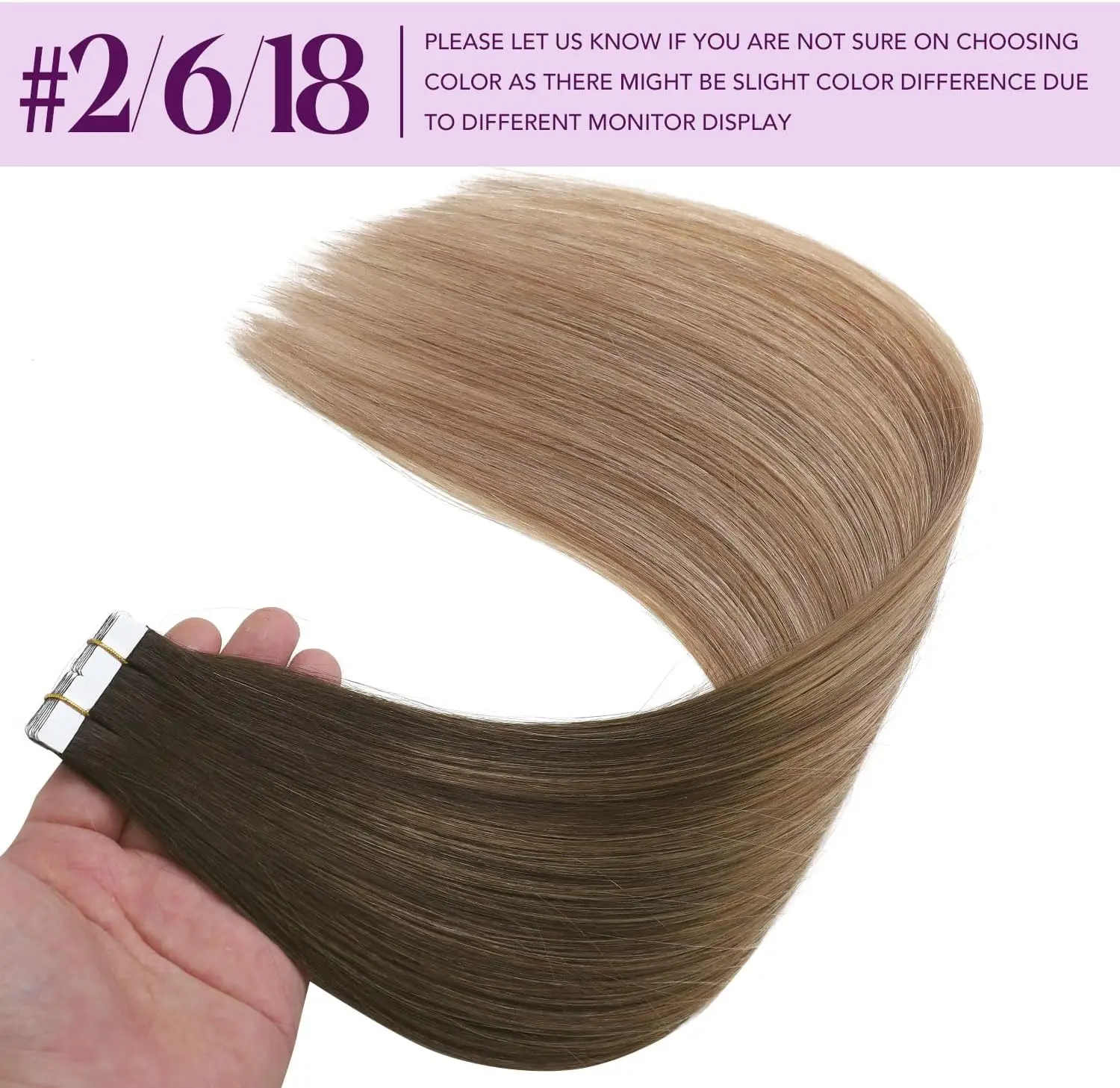 وصلات شعر شريط شعر بشري في وصلات شعر لاصقة 14-22 بوصة 20 قطعة غير مرئية 100% وصلات شعر بشري طبيعي