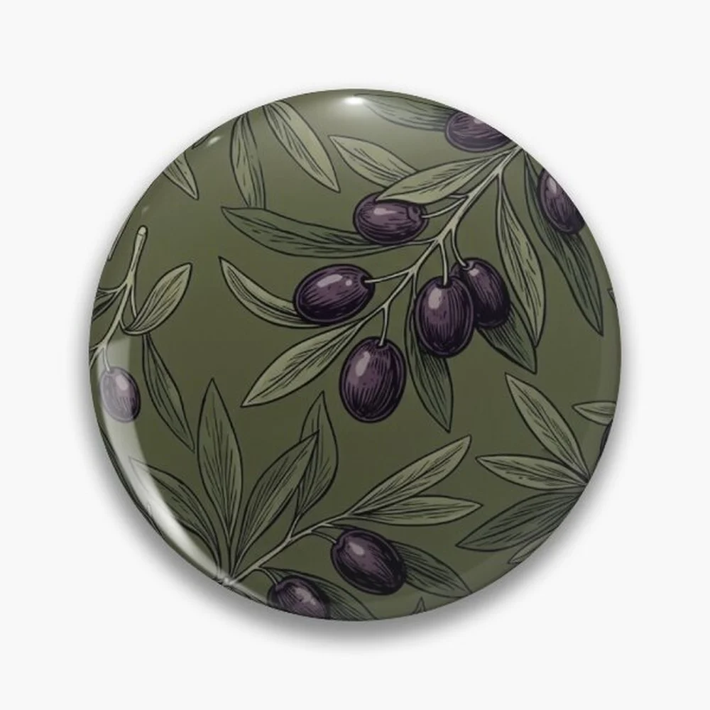 Minimalist Olive Tree Branch Retro Aesthetic Pop Art Pin Holographic Star Heart Pin Brooches Laminated Button Fashion Accessory