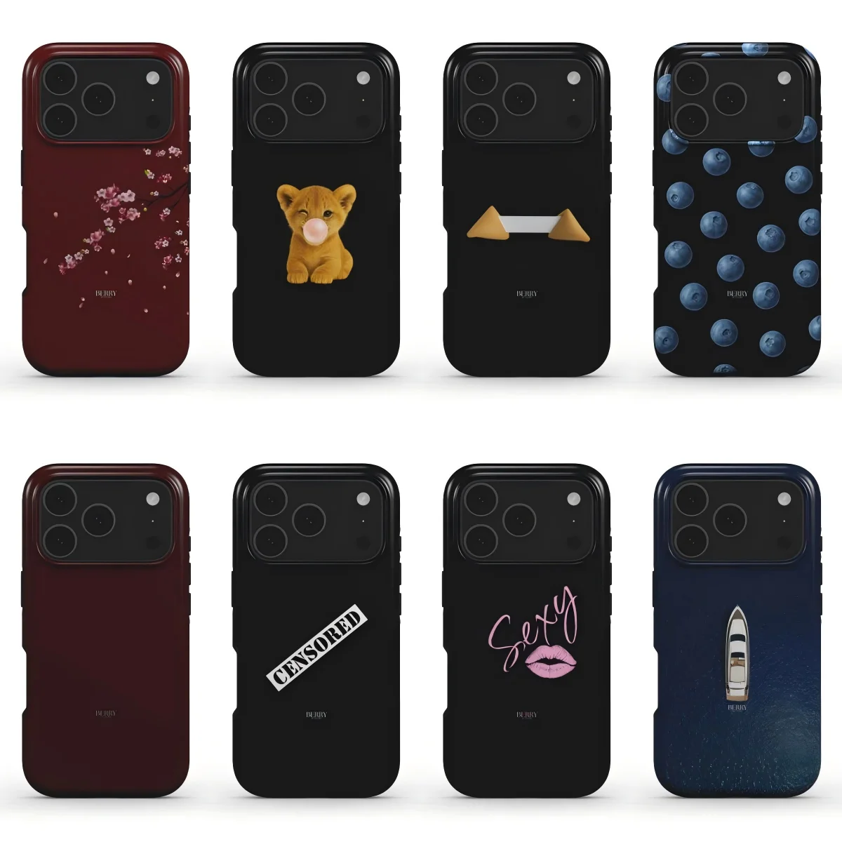 Luxury Berry Bubble Blowing Tiger Phone Case for Samsung Galaxy S20 S23 S24 S25 S26 FE Plus Ultra Edge 4G 5G Double-layer Cover