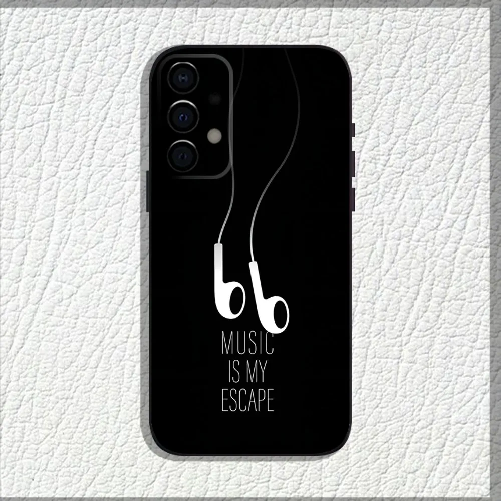 Music On World Off Phone Case For Samsung Galaxy A13,A21s,A22,A31,A32,A52,A53,A71,A80,A91 Soft Black Shell