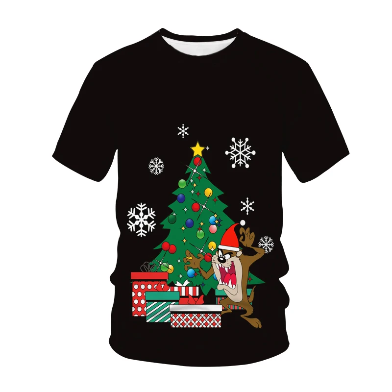 New Brand Design Santa Christmas Tree Snow Western Festival Men and Women T-shirt Printed 3D Casual Large Size Tees Sleeve Shirt