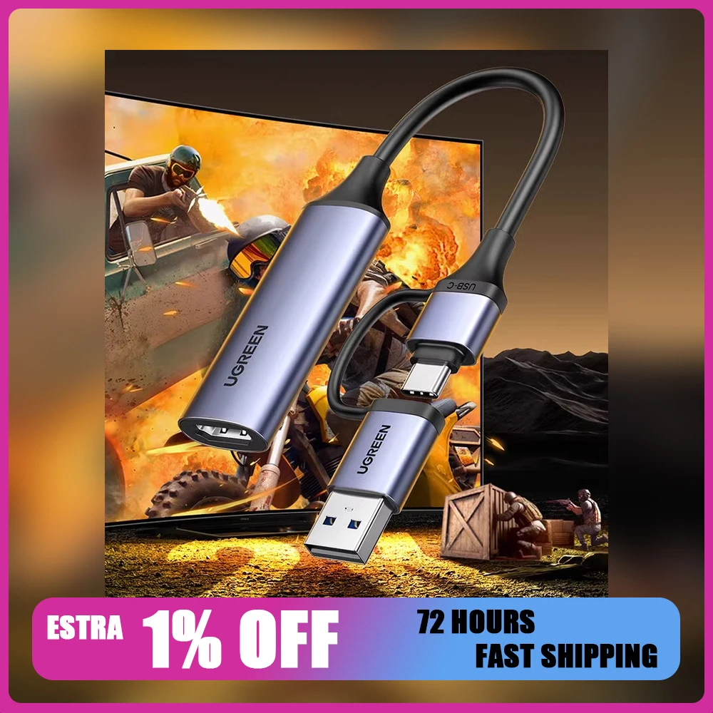 UGREEN 25854 CM716 HDMI Video Capture Card USB 3.0 USB-C Dual Output Live Streaming Recording Adapter