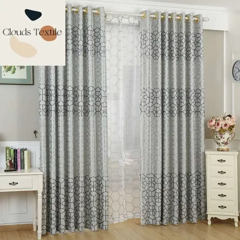 

Modern Curtains for Living Dining Room Bedroom Minimalist Jacquard Blackout Curtain Window Screen