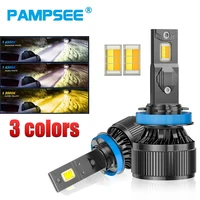 Faros delanteros LED H7 de tres colores, led de 3 colores H1 H4 H3 H11 H8 HB4 HB3 9005 9006 6000K 4300K 3000K amarillo para luces antiniebla de coche de 3 colores C8S