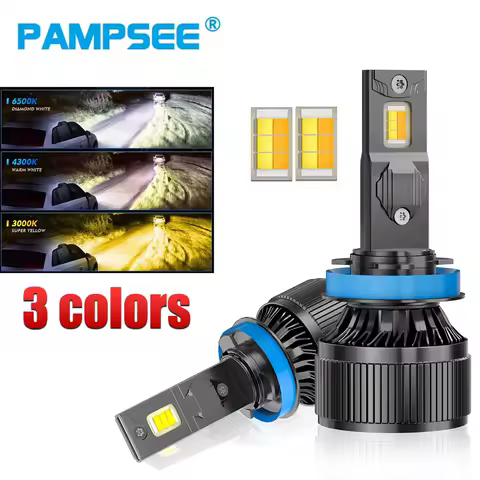 H7 Tri colors LED Headlights 3color led H1 H4 H3 H11 H8 HB4 HB3 9005 9006 6000K 4300K 3000K Yellow For 3color Car Fog Lights C8S