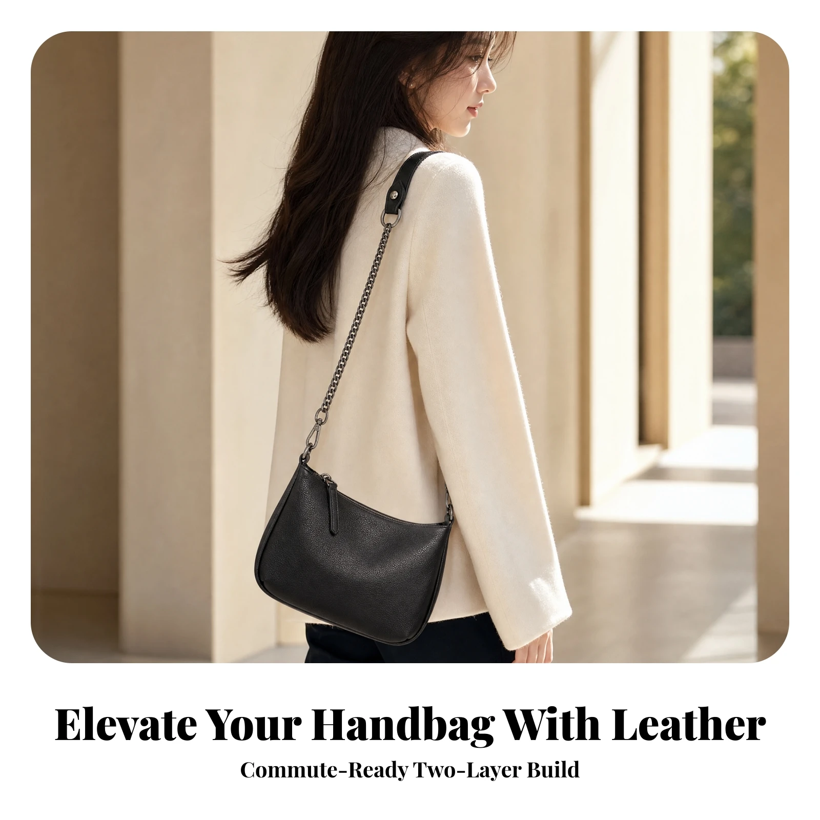 Replacement Handbag Shoulder Strap Stylish Leather Chain Shoulder Strap with Snap Tabs Sleek Sturdy for Everyday Use