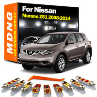 MDNG 14Pcs Canbus LED Interior Map Dome Door Sun Visor Light Kit For Nissan Murano Z51 2008- 2011 2012 2013 2014 Car Trunk Bulbs