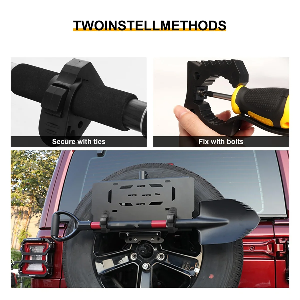 AA25 4 Pcs Quick Release Rubber Clamp Fist Mount Clamps Mounting Kit 1-1/5inch to 1-1/2inch Diameter Tool Handles for Trucks