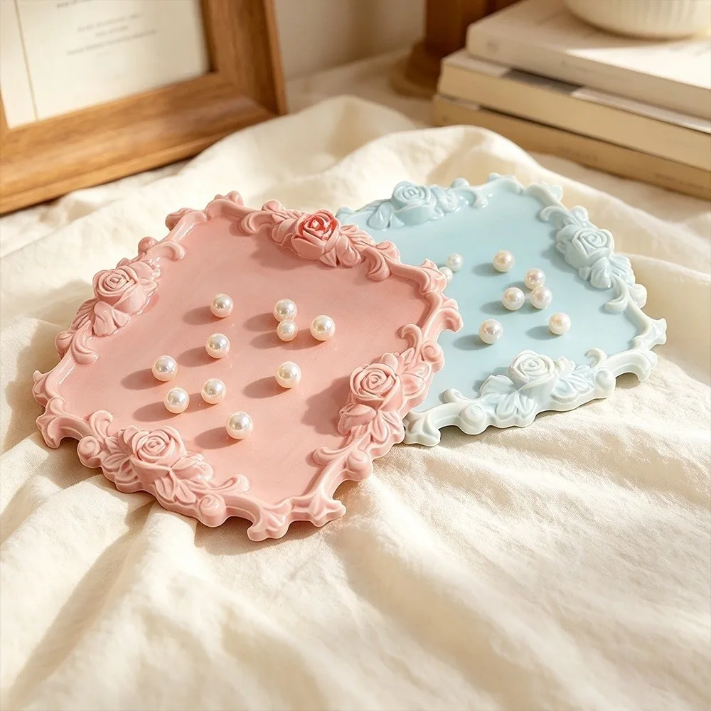 Flexible Silicone Rose Lace Tray Silicone Mold Easy Release Detailed Relief Epoxy Resin Casting Mold Reusable Rose Lace Edge
