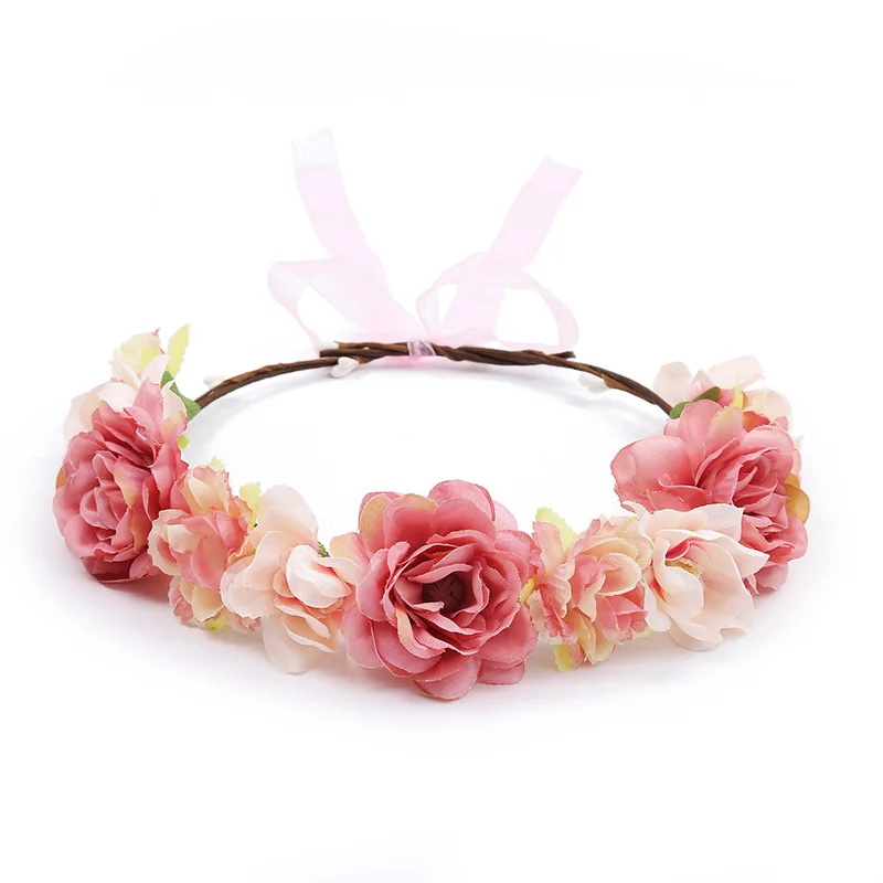 Women Hair Flower Crown Head Garland Wedding Hair Wreath Dried Flowers Corolla Garlands Floral Headband Headdress Hair Tiaras