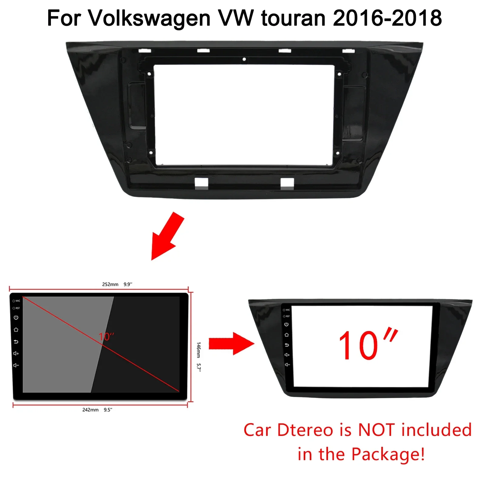 For Volkswagen VW touran 2016-2021Car Radio Fascias Installation Dash Frame 2 Din Panel DVD Gps Mp5 Android Player