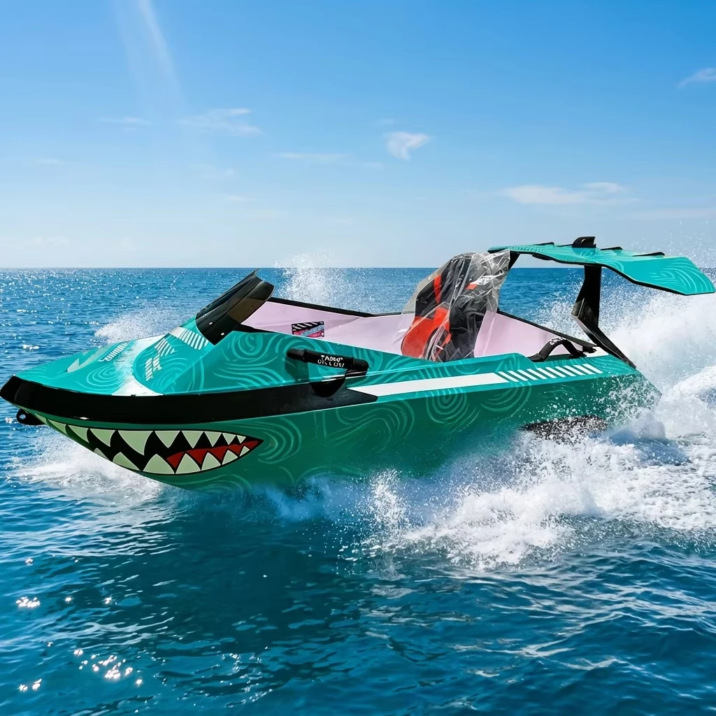TAME BILLOW Fiberglass Electric Jet Ski Boat 15KW 55km/h Water Sport Surfing Karting Boat 120kg Load 1 Year Warranty